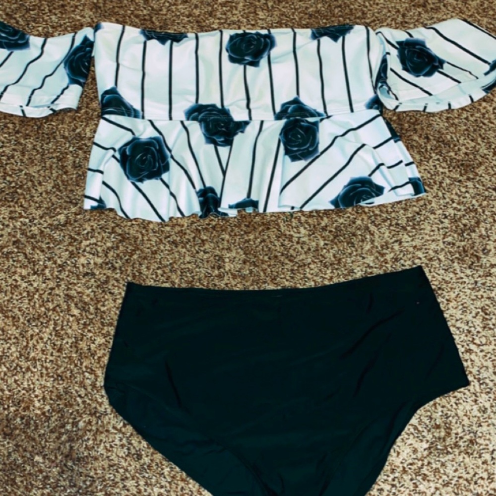 Flowered off the shoulder bikini